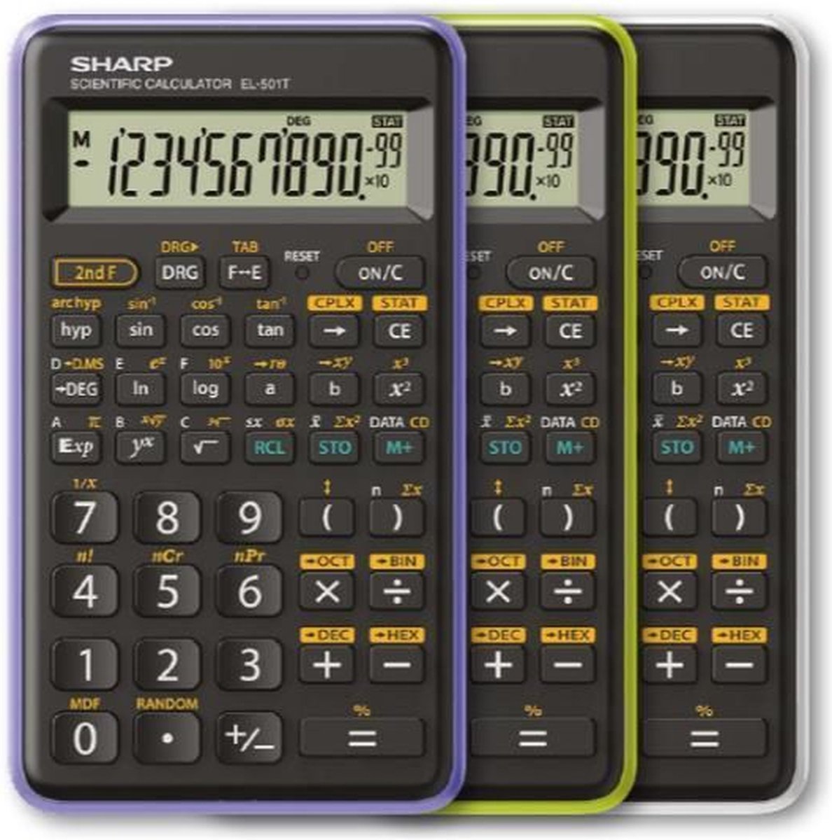 Calculatrice de poche Sharp el-501 t fonctionne sur piles, nombre de positions d'affichage : 12