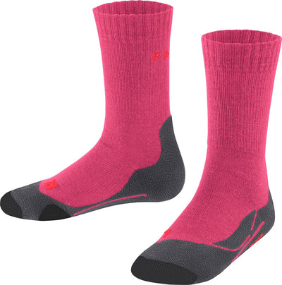 Falke tk2 anti-ampoules laine épaisse matière fonctionnelle chaussettes de marche enfants rouge - taille 31-34