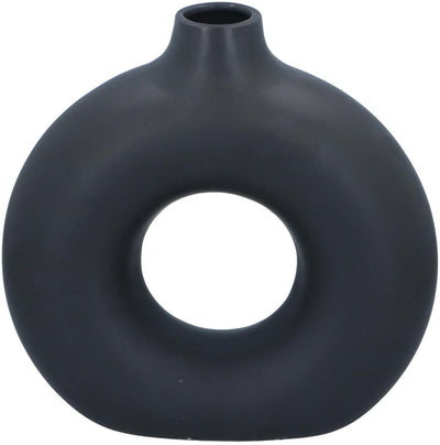 Arti casa Vase décoratif rond avec centre ouvert - Vase noir pour décoration intérieure - Vase moderne pour fleurs ou accessoires - 31 x 10,5 x 31 cm - Noir