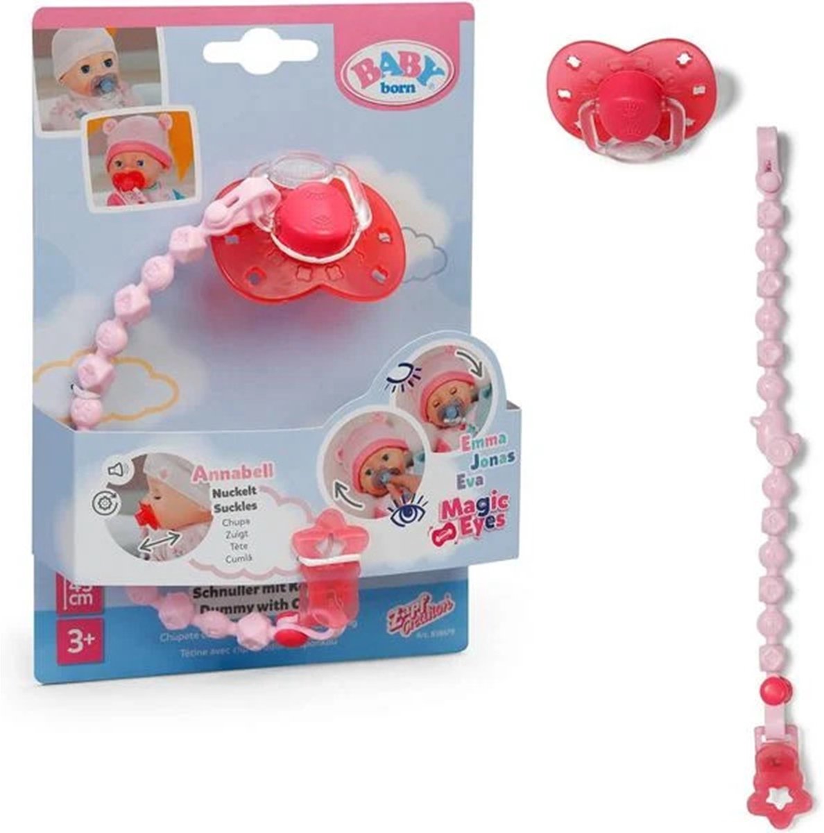 Sucette Baby Born avec accessoire de poupée à clip - assortie.