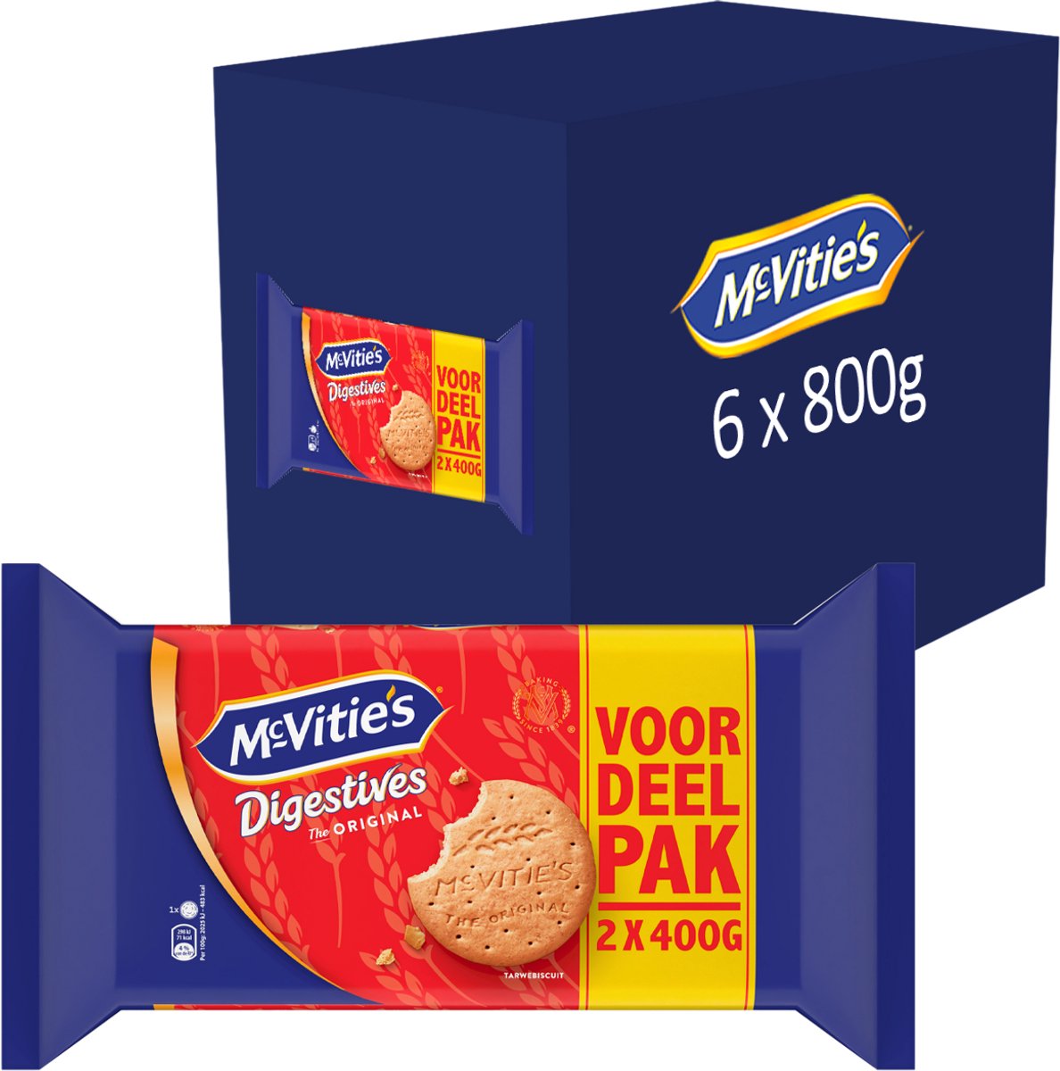 Mcvitie's - biscuit - paquet économique de biscuits de blé originaux digestifs - 6 x 800 grammes