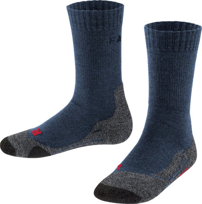 Falke tk2 anti-ampoules laine épaisse matière fonctionnelle chaussettes de marche enfants bleu - taille 31-34
