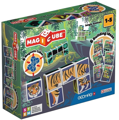 Geomag magicube jungle animaux junior - blocs de construction magnétiques - 9 pièces - à partir de 1 an