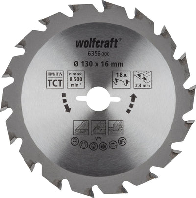 Wolfcraft - lame de scie circulaire 130x16mm - 18 dents - lame de scie pour scie circulaire - série verte - 6356000