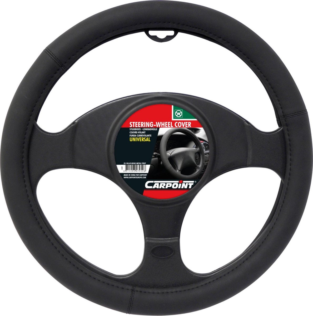 Carpoint housse de volant noir mat - diamètre 37-39 cm - antidérapant - plus d'adhérence - confort - universel
