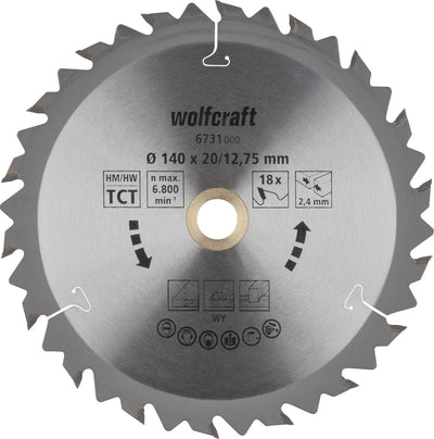 Wolfcraft - lame de scie circulaire 140x12,75mm - 18 dents - lame de scie pour scie circulaire - série marron - 6731000