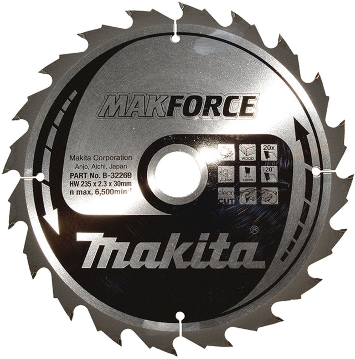 Accessoires Makita lame de scie circulaire | bois | 235x30x2,3 20t 20g - b-32269