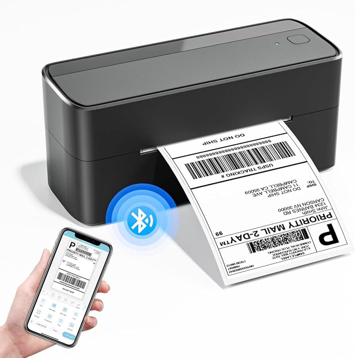 Phomemo 241bt - imprimante d'étiquettes thermique sans fil - gris - 102 x 150 mm - convient pour postnl - dhl - dpd - ect - avec application