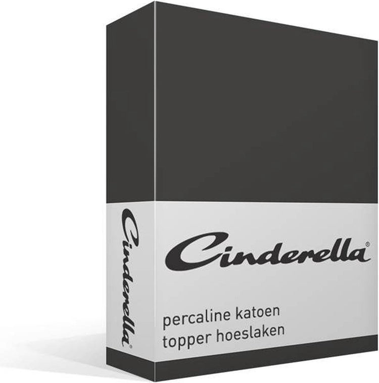 Week-end Cendrillon - drap-housse surmatelas - hauteur de matelas jusqu'à 15 cm - coton - 200x200 cm - anthracite