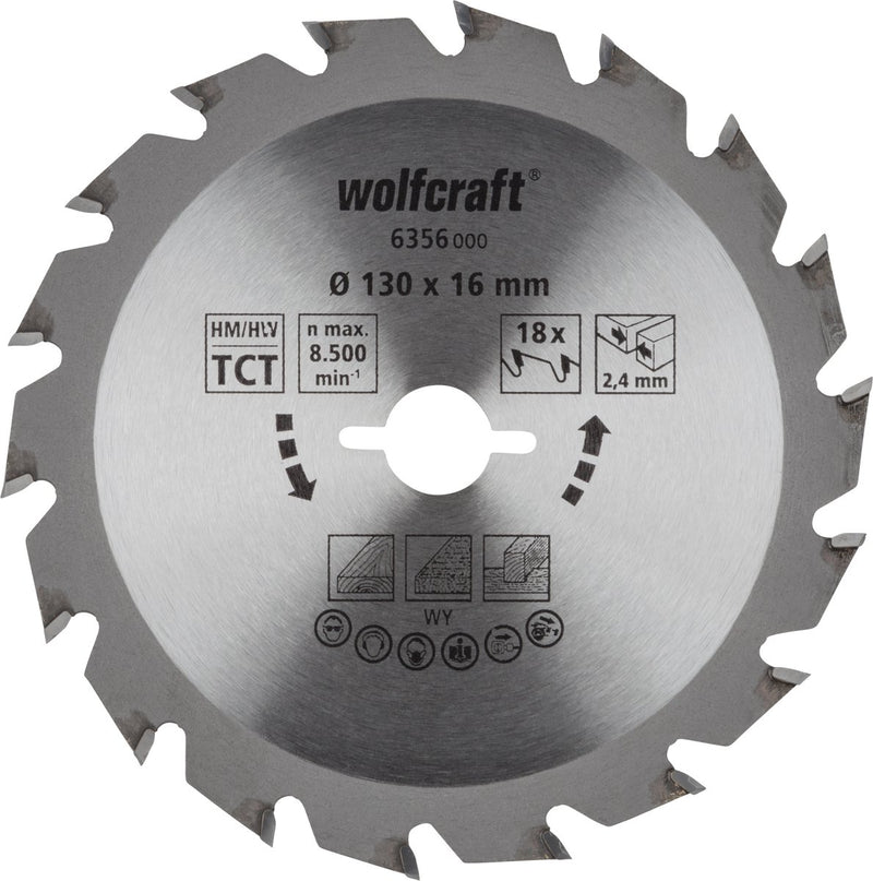 Wolfcraft - lame de scie circulaire 130x16mm - 18 dents - lame de scie pour scie circulaire - série verte - 6356000