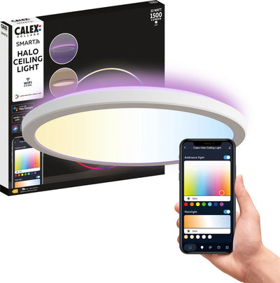Plafonnier intelligent Calex halo - plafonnier intelligent 30cm - lumière RVB et blanc chaud - blanc