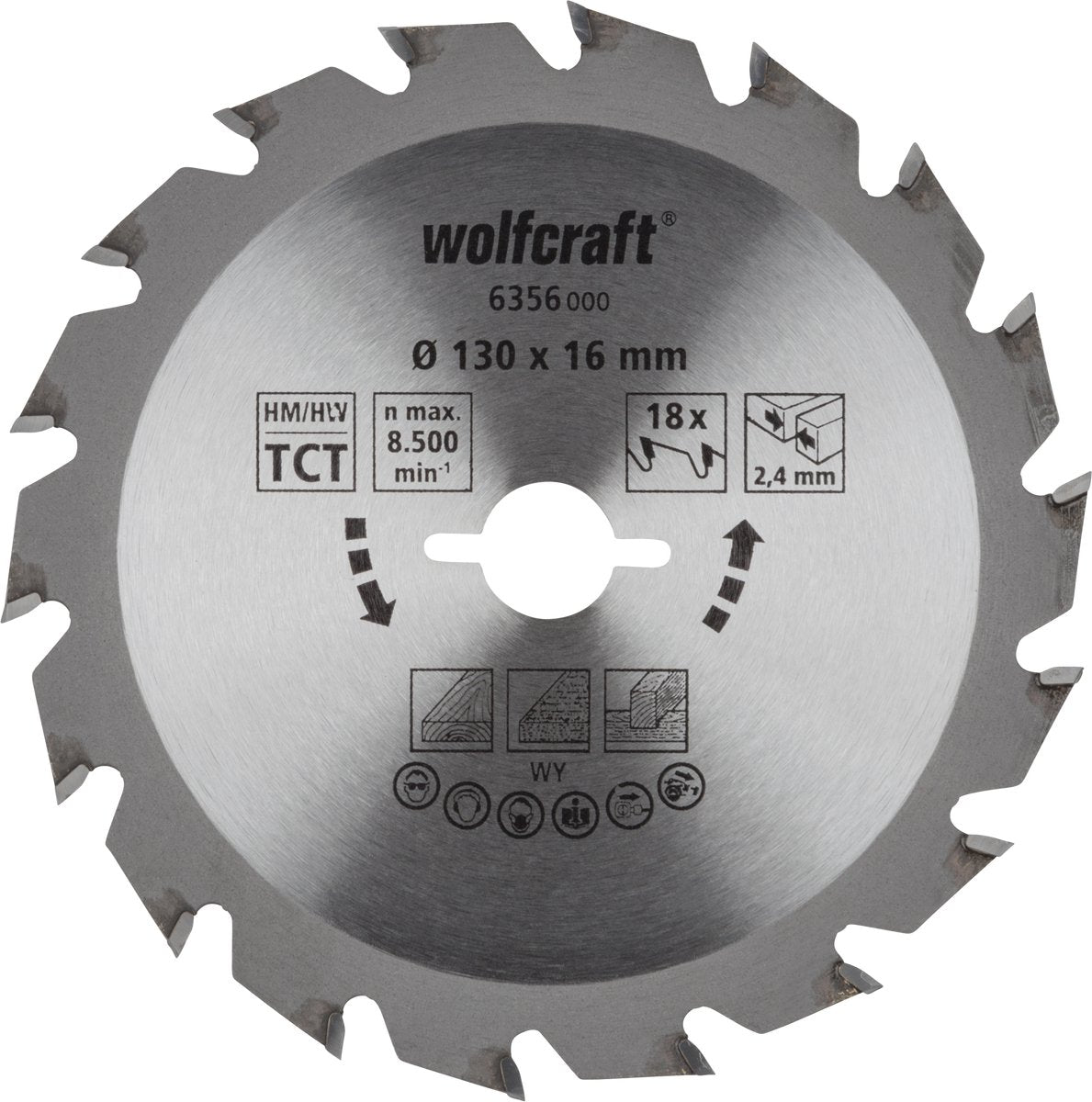 Wolfcraft - lame de scie circulaire 130x16mm - 18 dents - lame de scie pour scie circulaire - série verte - 6356000