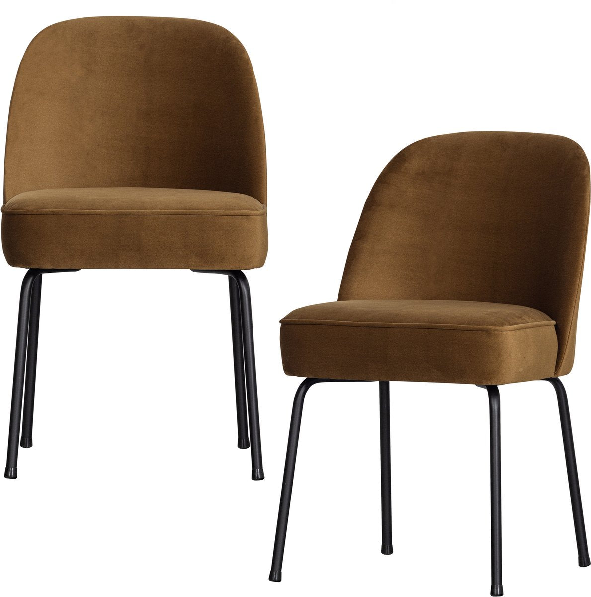 Chaises de salle à manger Woood vogue - tissu velours - jaune miel - lot de 2