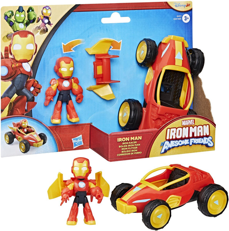 Hasbro Marvel Iron Man et ses super amis Iron Racer, figurine d'action et véhicule jouet