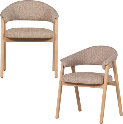 Chaise de salle à manger Woood Tunar avec accoudoirs - bois de chêne - naturel - lot de 2