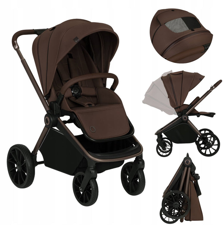 Poussette Lionelo mika plus - roues tout terrain - légère - siège réglable - capote XXL avec UPF 50+ - pliable compacte - accessoires inclus