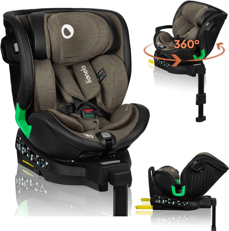 Lionelo Harmony - siège auto i-size 4en1 - rotatif à 360° - siège large - isofix + pied de support - dos à la route jusqu'à 105 cm (18 kg) - 40 à 150 cm - 0 à 36 kg - protection latérale - RWF et FWF - housse en bambou - dri-seat - appui-tête réglable
