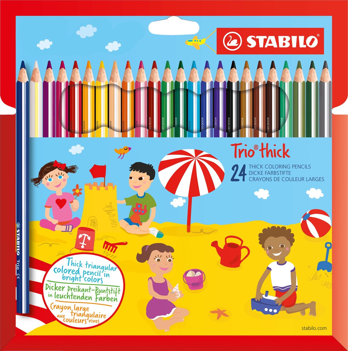 Crayon de couleur épaisse du trio stabililo, 24e.