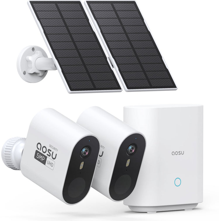 Système Aosu solarcam max - 2 caméras de sécurité - résolution 2k - énergie solaire - sans fil - 32 Go