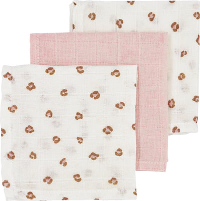 Lingettes buccales Meyco baby mini panther - paquet de 3 - hydrophiles - rose tendre - 30x30cm