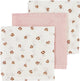 Lingettes buccales Meyco baby mini panther - paquet de 3 - hydrophiles - rose tendre - 30x30cm