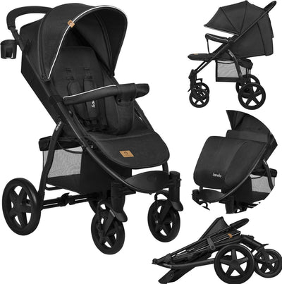 Lionelo buggy annet plus - léger pliable - grandes roues solides avec suspension - y compris chancelière, moustiquaire porte-gobelet - dossier réglable repose-pieds - poussette de la naissance jusqu'à 22 kg - landau