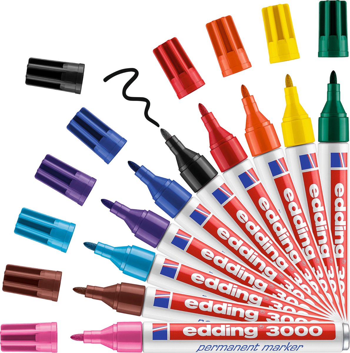 Stylo en feu feutre quantore Edding permanent 3000 autour de 1,5 à 3 mm, 10e.