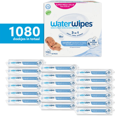 Waterwipes lingettes bébé bio - 18 x 60 pièces - 1080 lingettes