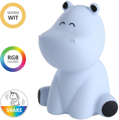 Eglo Castellino Hippo veilleuse enfant bébé - sans fil - 15 cm - bleu - lumière blanche rgb - rechargeable - commande tactile