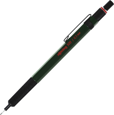 Porte-mine Rotring 500 - hb - 0,5 mm - corps en plastique hexagonal vert et grip en métal texturé antidérapant