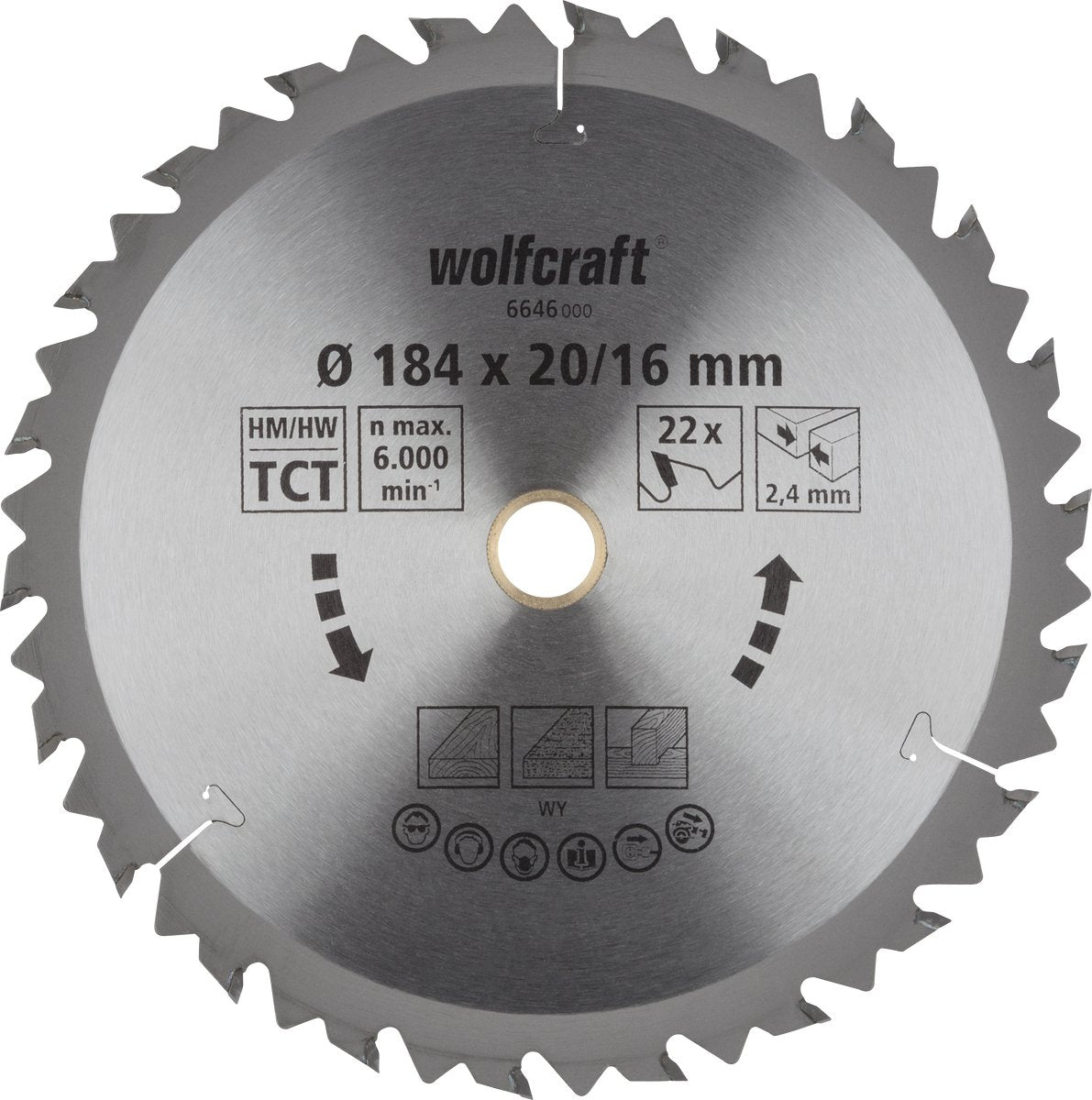 Wolfcraft - lame de scie circulaire 184x20 mm - 22 dents - série marron - 6646000