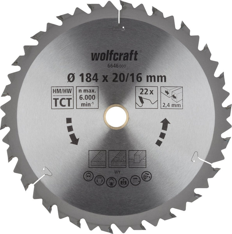 Wolfcraft - lame de scie circulaire 184x20 mm - 22 dents - série marron - 6646000