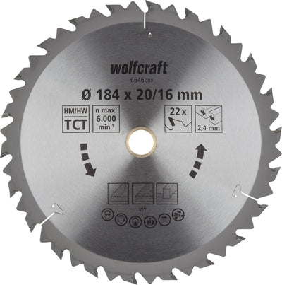 Wolfcraft - lame de scie circulaire 184x20 mm - 22 dents - série marron - 6646000