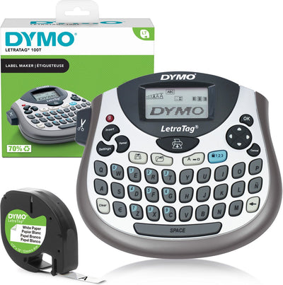 Étiqueteuse Dymo letratag lt-100t | imprimante d'étiquettes portable avec clavier qwerty | argent | idéal pour le bureau ou la maison