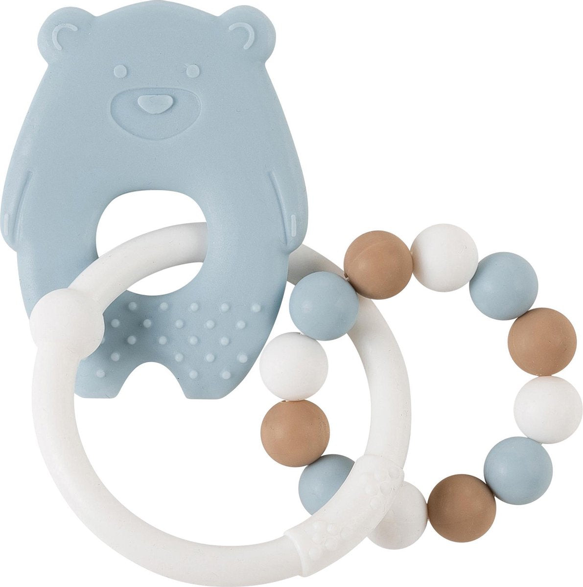 Nattou ours silicone - anneau de dentition - bleu - sans BPA