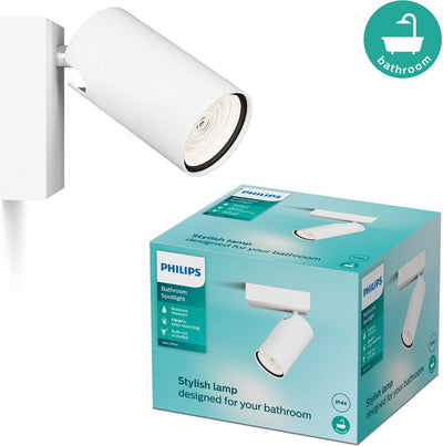 Philips LED Philips Idris spot - spot de plafond - résistant aux éclaboussures IP44 - blanc - 5W - lampe de salle de bain - un point lumineux - convient uniquement aux spots LED