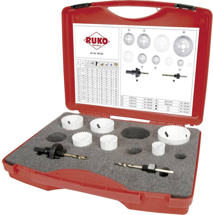Ruko 126302 jeu de scies cloches 8 pièces 22 mm, 29 mm, 35 mm, 44 mm, 51 mm, 68 mm cobalt 1 jeu(s)