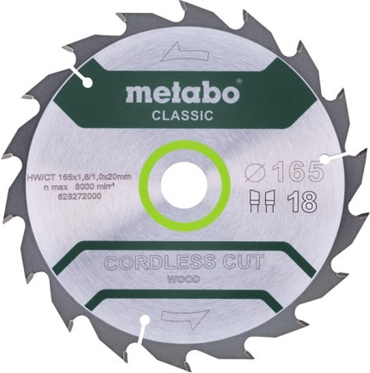 Lame de scie circulaire Metabo hw ct 165x20, 18 wz 20°, classique