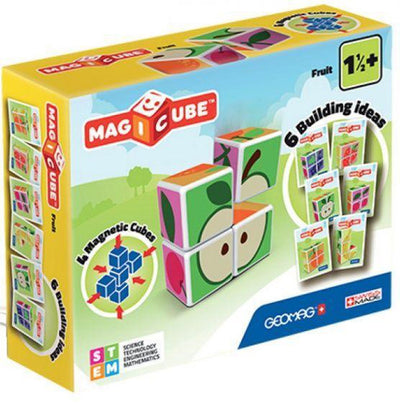 Geomag magicube fruit recyclé - blocs de construction magnétiques sur le thème des fruits - 4 pièces - à partir de 3 ans