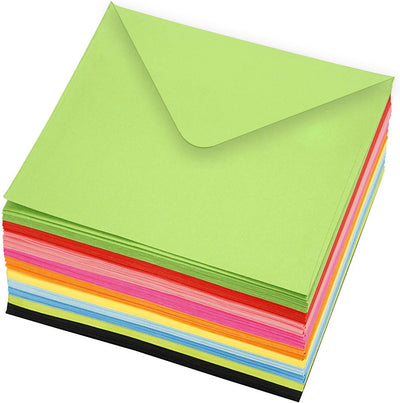Enveloppes colorées de la société Creativ, format enveloppe 16x16 cm, 80 gr, différentes couleurs, 10x10 pièces 1 boîte