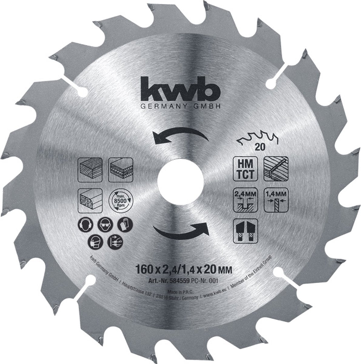 Lame de scie circulaire Kwb hm - 160x20mm - 20t