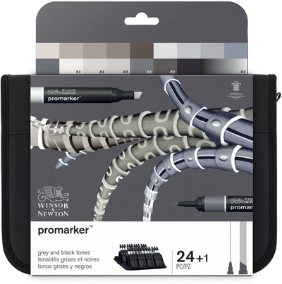 Winsor newton 0290081 promarker™ 24 gris noirs | marqueurs de mise en page professionnels marqueurs à alcool