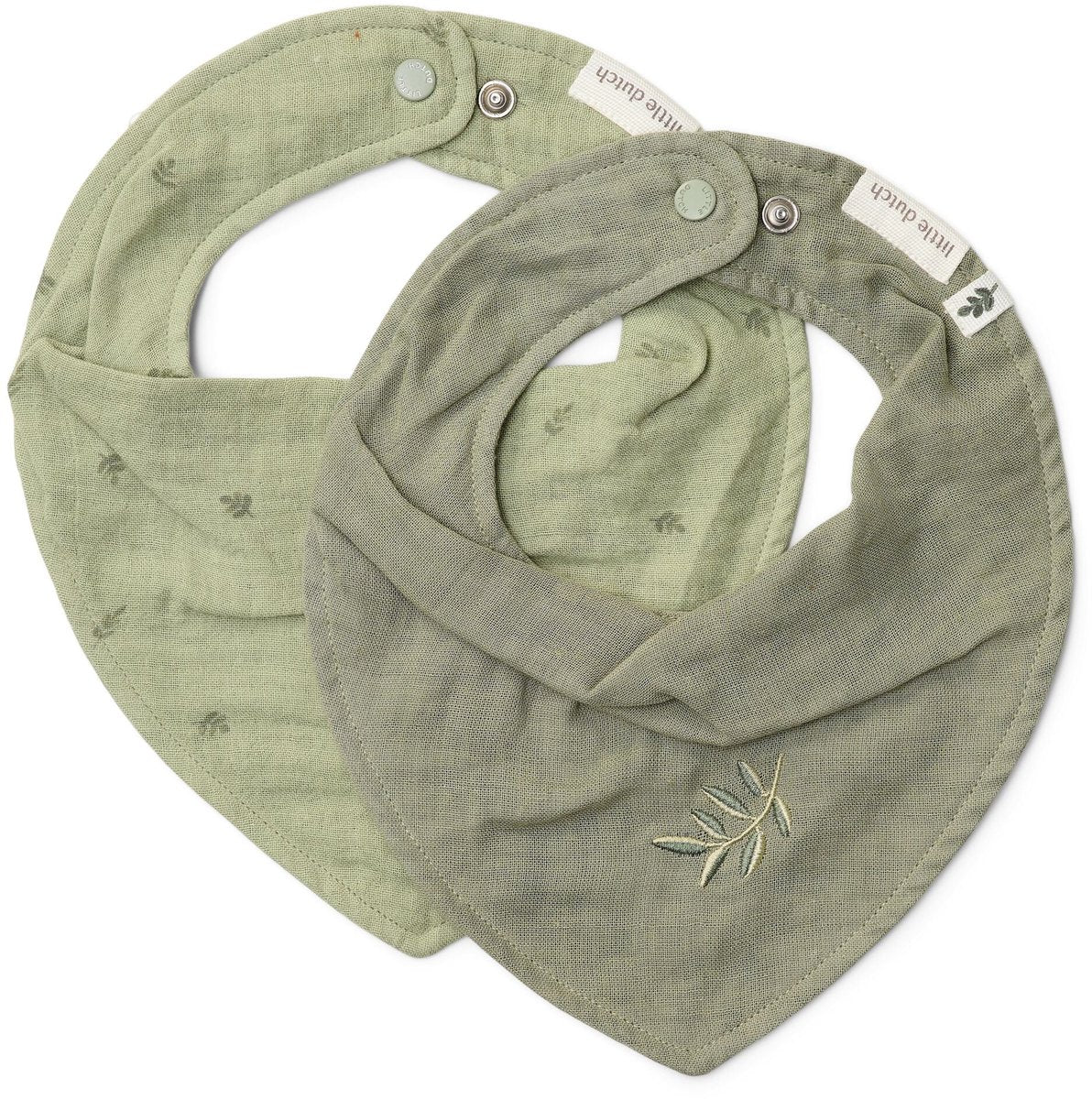 Little Dutch - lot de 2 bavoirs bandana - vert - essentiels
