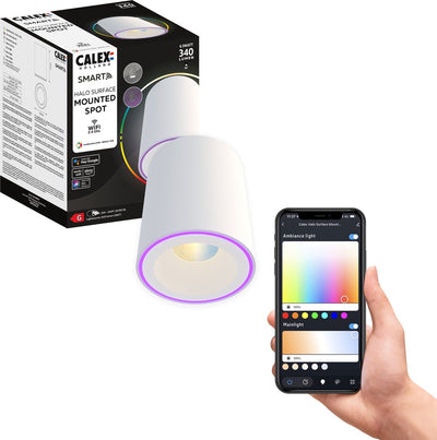Spot intelligent en saillie Calex halo - downlight intelligent - lumière RVB et blanc chaud - blanc
