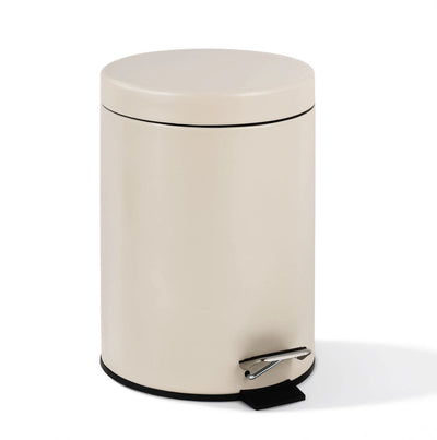 Faire taire. Living Hush Living Waste Bin 5l - Poubelle pour salle de bain, toilettes et bureau - avec couvercle - fermeture amortie - beige naturel