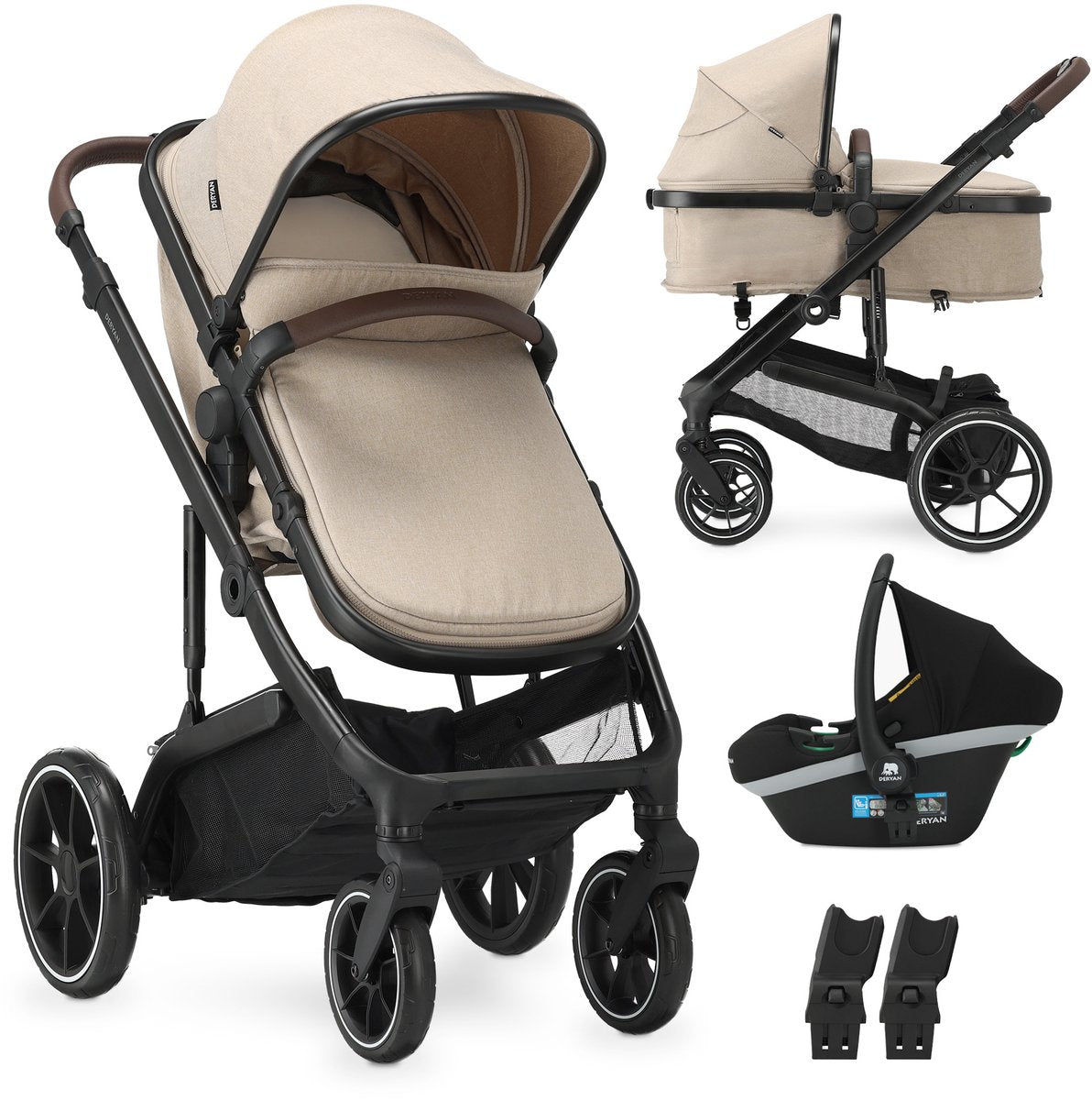 Poussette Deryan noa 3-en-1 - poussette avec siège auto - nougat