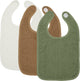 Bavoir Meyco baby uni - paquet de 3 - tissu éponge - blanc cassé caramel vert forêt