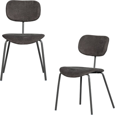 Chaises de salle à manger Woood link - tissu côtelé - gris marron - lot de 2