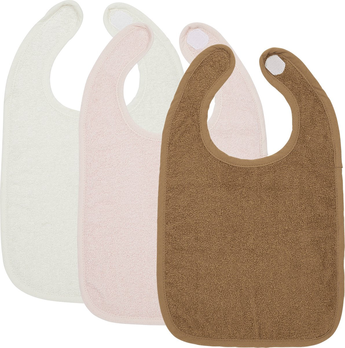 Bavoir Meyco baby uni - paquet de 3 - tissu éponge - caramel rose tendre blanc cassé
