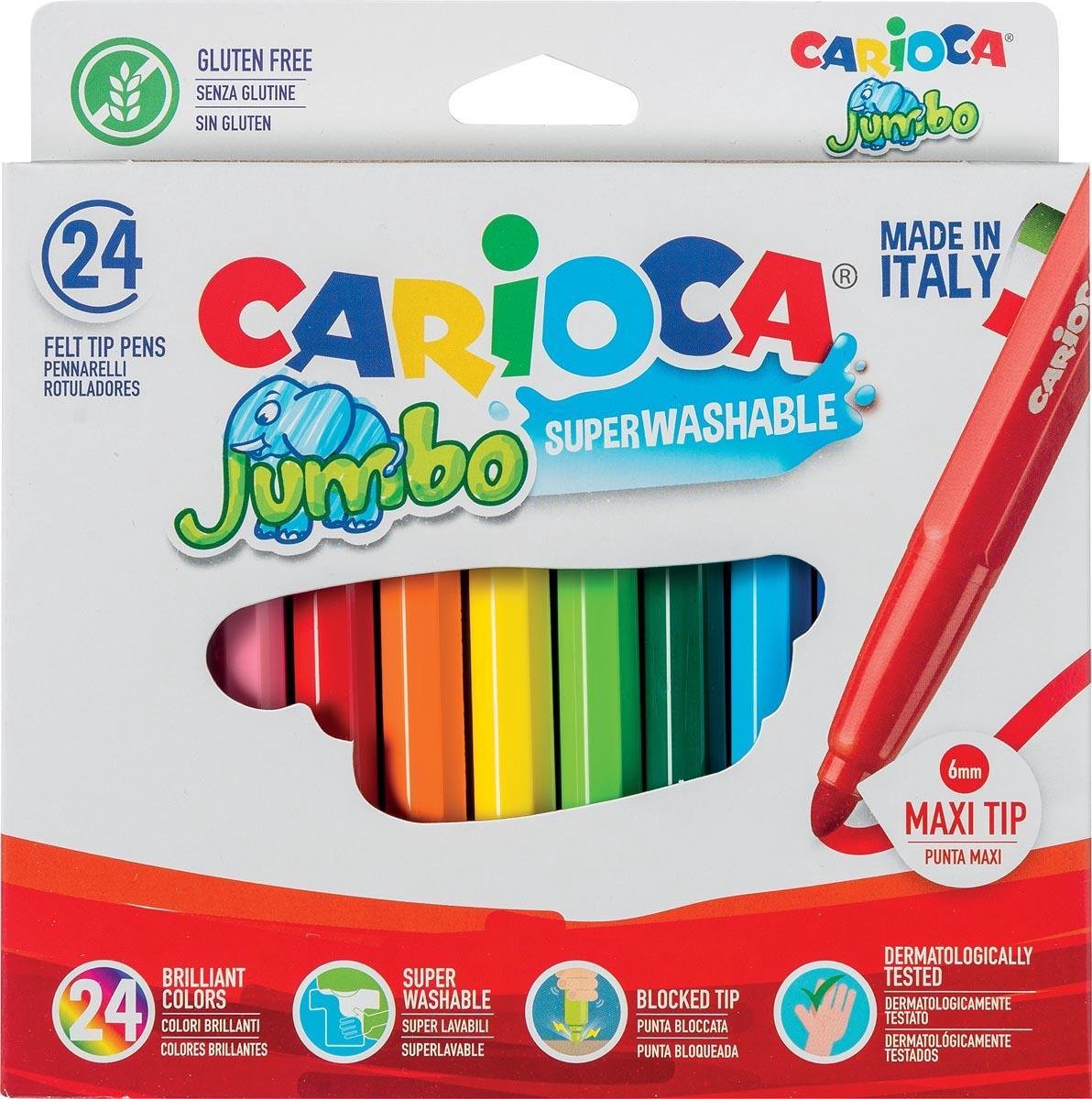 Carioca feutre jumbo maxi assorti 24 pcs | lot de 24 pièces